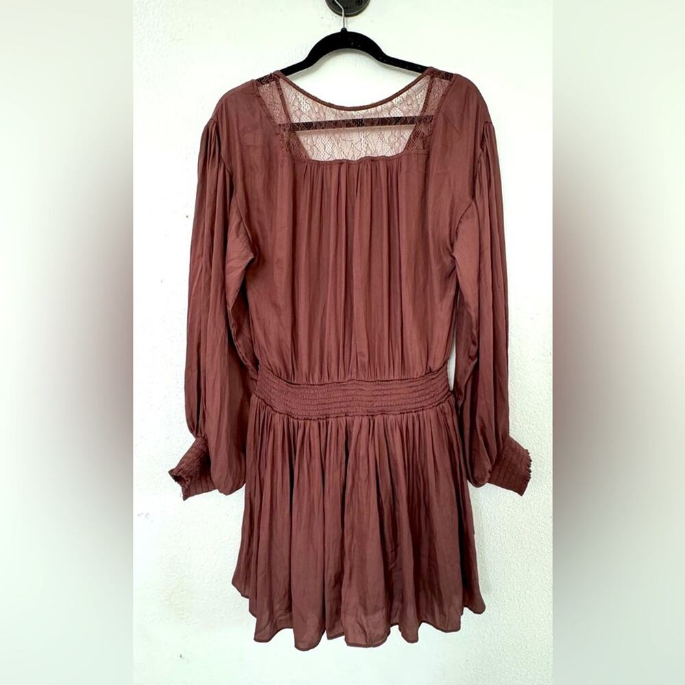 New Mustard Seed Womens Mocha Lace Lined Ruffle Dress Sz M Classic NWT